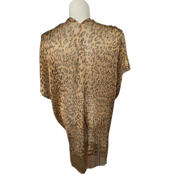 Kendall James Gold Metallic Leopard Fringe Shawl Womens OS Evening CoverUp NWT - Picture 4 of 10
